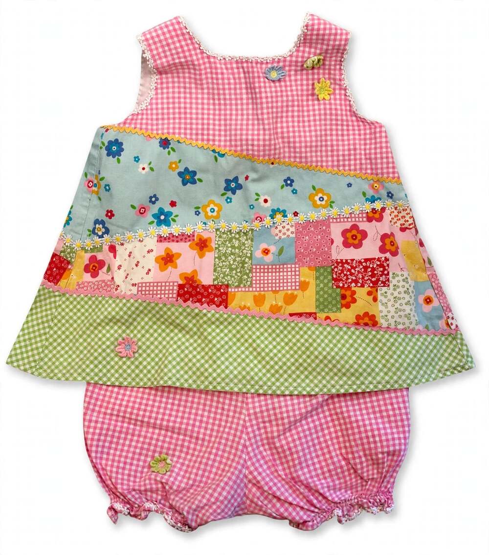 Vintage Cottontail Originals Girls 4T Patchwork Top Bloomers Set 90s